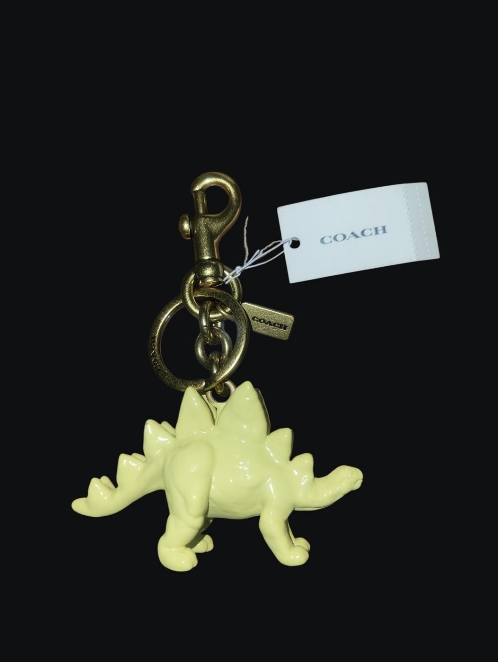 Coach Yellow Enamel Stegosaurus Bag Charm with Brass Hardware CAX77